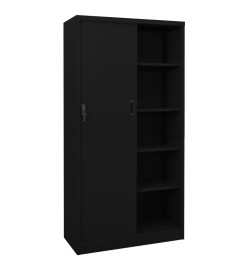 Armoire de bureau avec porte coulissante Noir 90x40x180cm Acier