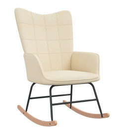 Chaise à bascule avec tabouret Crème Tissu