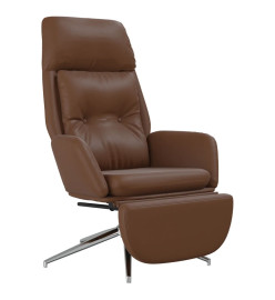 Chaise de relaxation et repose-pied Marron Cuir et similicuir