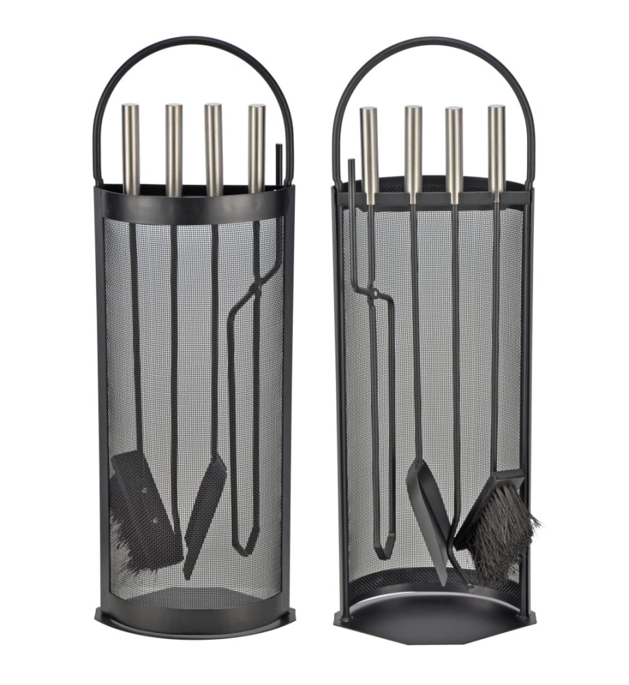 HI Ensemble d'outils de cheminée 5 pcs Noir 23x14,8x66 cm