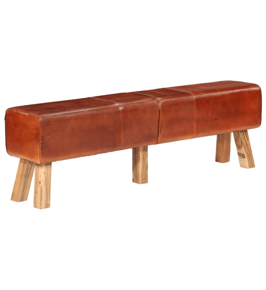 Banc de gymnastique marron 160 cm cuir véritable