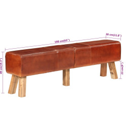 Banc de gymnastique marron 160 cm cuir véritable