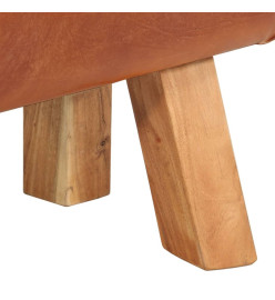 Banc de gymnastique marron 110 cm cuir véritable