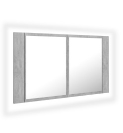 Armoire de salle de bain à miroir LED Gris béton Acrylique