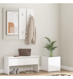 Ensemble de meubles de couloir Blanc brillant Bois d'ingénierie
