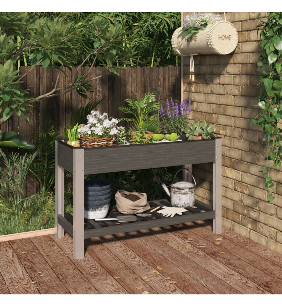 Lit surélevé de jardin avec étagère Gris 120x50x75 cm WPC Lit surélevé de jardin avec étagère Gris 120x50x75 cm WPC
