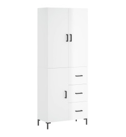 Buffet haut Blanc brillant 69,5x34x180 cm Bois d'ingénierie
