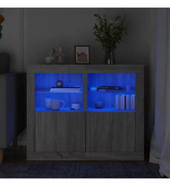 Armoires latérales et lumières LED 2 pcs sonoma gris
