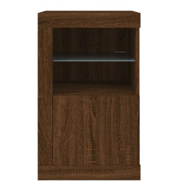 Armoires latérales et lumières LED 2 pcs chêne marron
