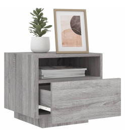 Armoires de chevet avec lumières LED 2 pcs sonoma gris