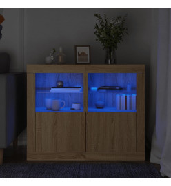 Armoires latérales et lumières LED 2 pcs chêne sonoma