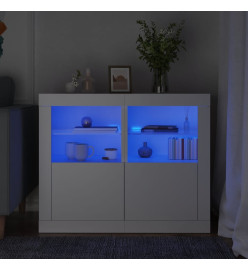 Armoires latérales éclairage LED 2 pcs blanc bois d'ingénierie
