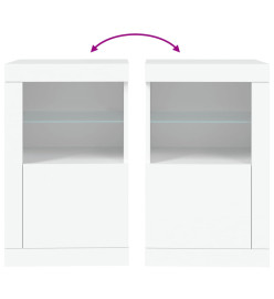 Armoires latérales éclairage LED 2 pcs blanc bois d'ingénierie