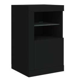 Armoires latérales et lumières LED 2 pcs noir bois d'ingénierie