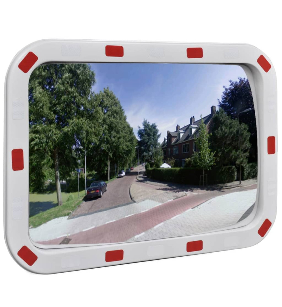 Miroir de trafic convexe rectangulaire 40x60cm avec réflecteurs