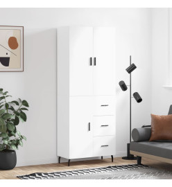 Buffet haut Blanc brillant 69,5x34x180 cm Bois d'ingénierie