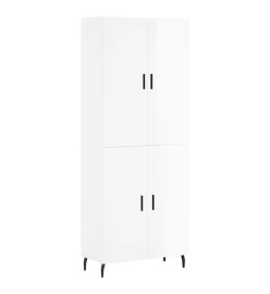 Buffet haut Blanc brillant 69,5x34x180 cm Bois d'ingénierie