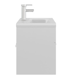 Armoire d'évier avec lavabo intégré Blanc brillant Aggloméré