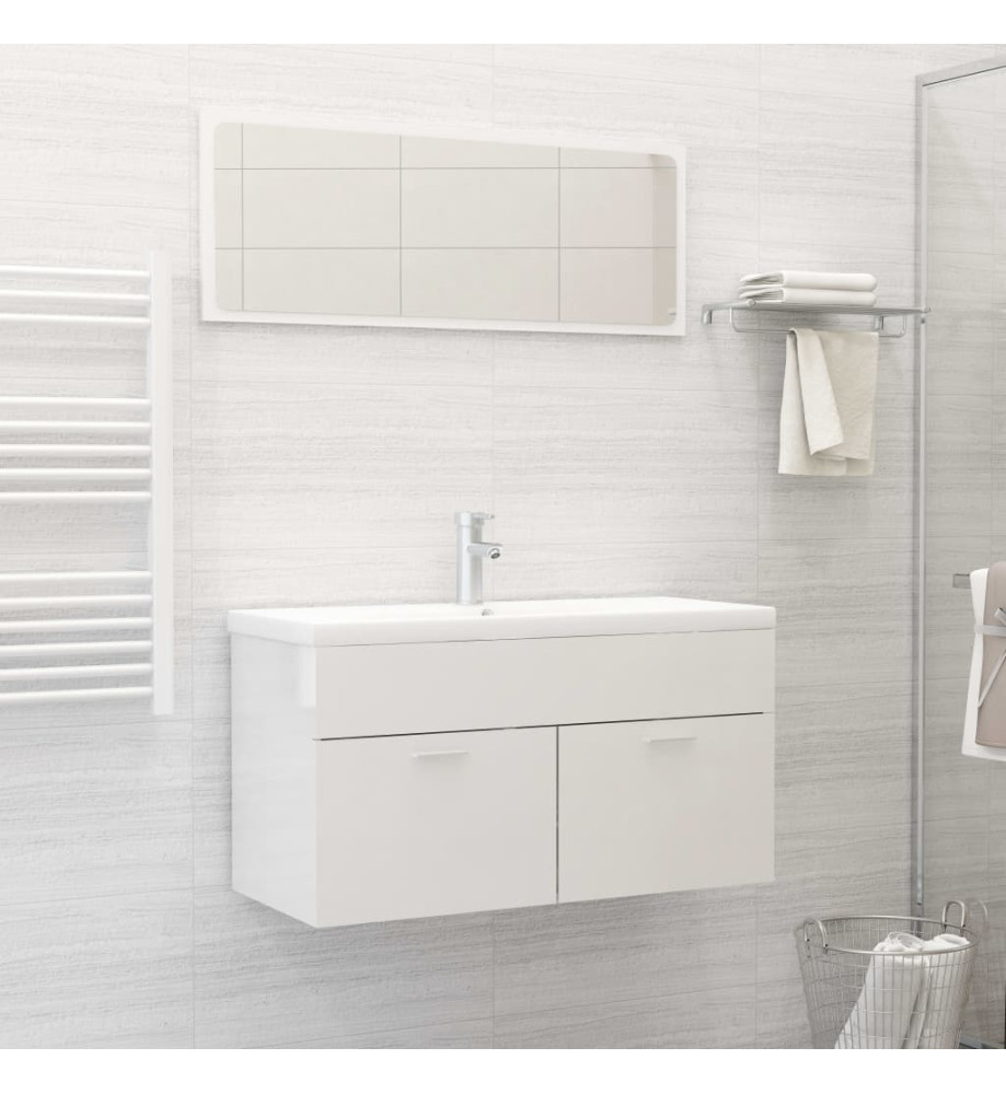 Ensemble de meubles de salle de bain Blanc brillant Aggloméré