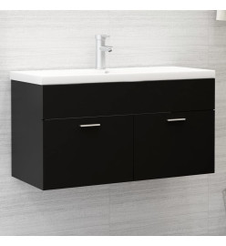 Armoire d'évier avec lavabo intégré Noir Aggloméré