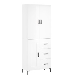 Buffet haut Blanc brillant 69,5x34x180 cm Bois d'ingénierie