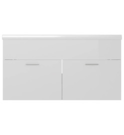 Armoire d'évier avec lavabo intégré Blanc brillant Aggloméré