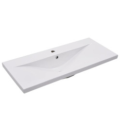 Armoire d'évier avec lavabo intégré Blanc brillant Aggloméré