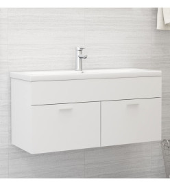 Armoire d'évier avec lavabo intégré Blanc Aggloméré