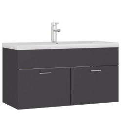 Armoire d'évier avec lavabo intégré Gris Aggloméré