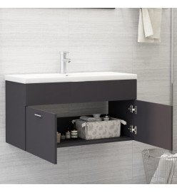 Armoire d'évier avec lavabo intégré Gris Aggloméré
