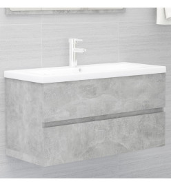 Armoire d'évier avec lavabo intégré Gris béton Aggloméré