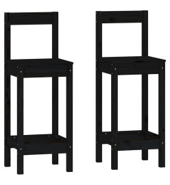 Ensemble de bar 3 pcs Noir Bois de pin massif