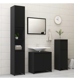 Ensemble de meubles de salle de bain 3 pcs Noir Aggloméré