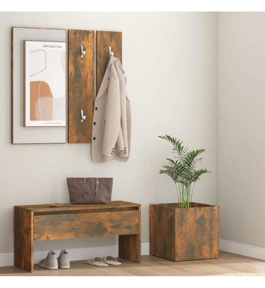 Ensemble de meubles de couloir Chêne fumé Bois d'ingénierie Ensemble de meubles de couloir Chêne fumé Bois d'ingénierie