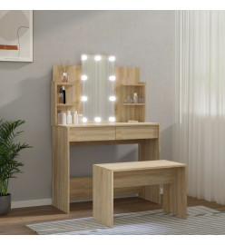 Ensemble de coiffeuse avec LED Chêne sonoma Bois d'ingénierie