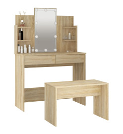 Ensemble de coiffeuse avec LED Chêne sonoma Bois d'ingénierie