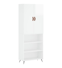 Buffet haut Blanc brillant 69,5x34x180 cm Bois d'ingénierie