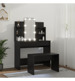 Ensemble de coiffeuse avec LED Noir Bois d'ingénierie