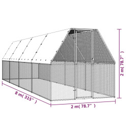 Poulailler d'extérieur 2x8x2 m Acier galvanisé