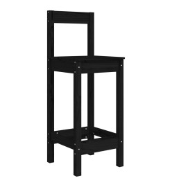 Ensemble de bar 3 pcs Noir Bois de pin massif