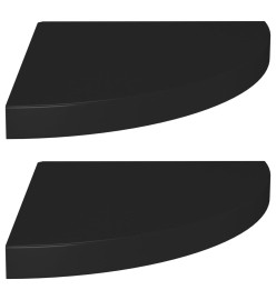 Étagères d'angle flottantes 2 pcs Noir 35x35x3,8 cm MDF