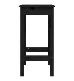 Ensemble de bar 3 pcs Noir Bois de pin massif