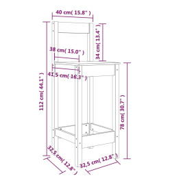 Ensemble de bar 5 pcs Noir Bois de pin massif