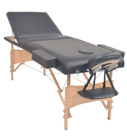 Table de massage pliable à 3 zones 10 cm d'épaisseur Noir
