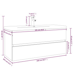 Meuble lavabo avec bassin intégré Chêne brun Bois d'ingénierie