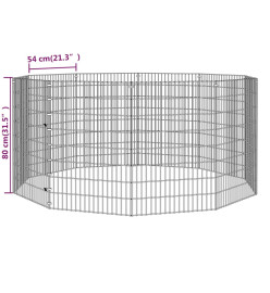 Cage à lapin 10 panneaux 54x80 cm Fer galvanisé