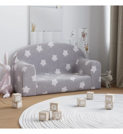 Canapé pour enfants à 2 places Gris clair étoiles Peluche douce
