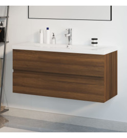 Meuble lavabo avec bassin intégré Chêne brun Bois d'ingénierie