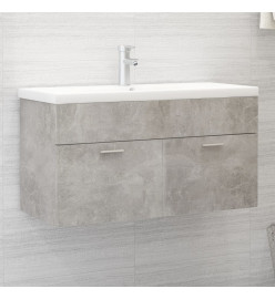Armoire d'évier avec lavabo intégré Gris béton Aggloméré