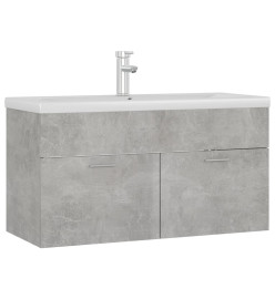 Armoire d'évier avec lavabo intégré Gris béton Aggloméré